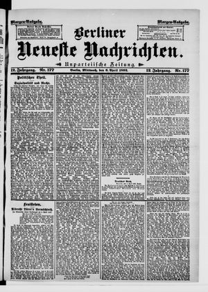 Berliner neueste Nachrichten on Apr 6, 1892