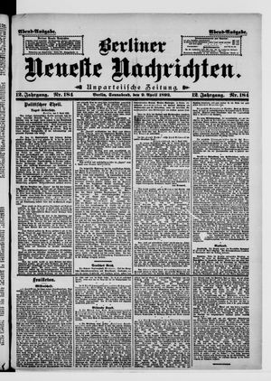Berliner neueste Nachrichten vom 09.04.1892