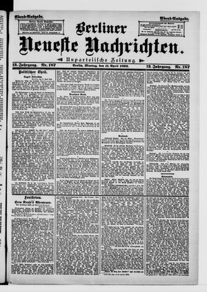 Berliner neueste Nachrichten on Apr 11, 1892