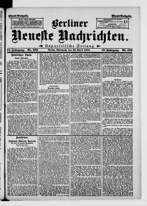Berliner Neueste Nachrichten vom 20.04.1892
