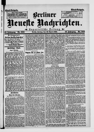 Berliner neueste Nachrichten vom 22.04.1892