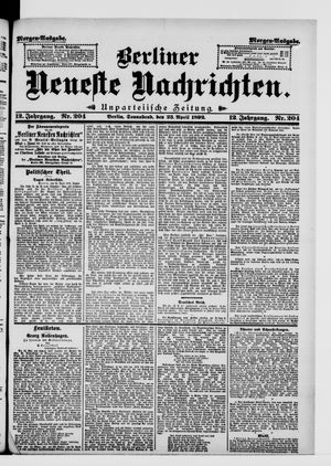 Berliner neueste Nachrichten on Apr 23, 1892