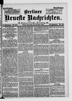 Berliner neueste Nachrichten vom 28.04.1892