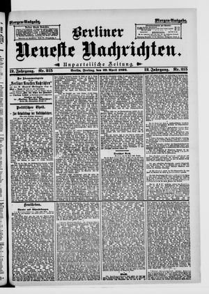 Berliner Neueste Nachrichten on Apr 29, 1892