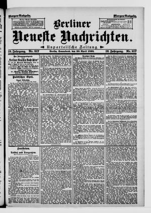 Berliner Neueste Nachrichten on Apr 30, 1892