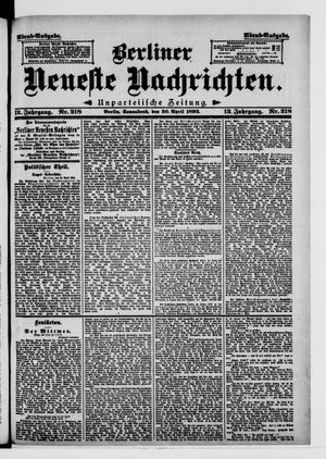 Berliner Neueste Nachrichten vom 30.04.1892