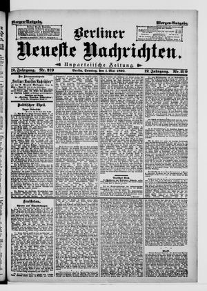 Berliner neueste Nachrichten vom 01.05.1892