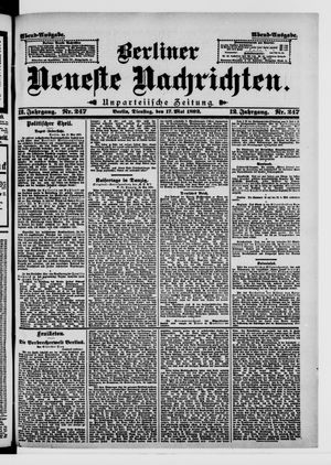 Berliner neueste Nachrichten vom 17.05.1892