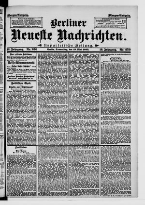 Berliner neueste Nachrichten on May 19, 1892