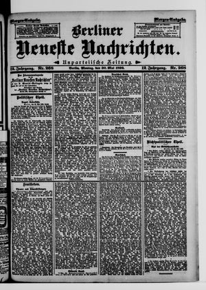 Berliner neueste Nachrichten on May 30, 1892