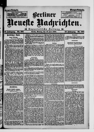 Berliner Neueste Nachrichten vom 13.06.1892