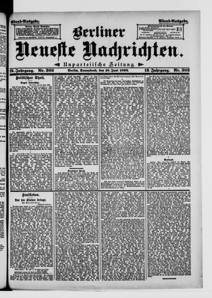 Berliner Neueste Nachrichten on Jun 18, 1892