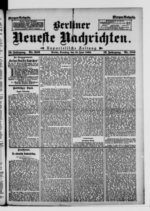 Berliner Neueste Nachrichten vom 21.06.1892