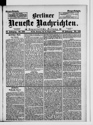 Berliner Neueste Nachrichten vom 21.08.1892