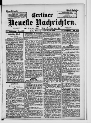 Berliner Neueste Nachrichten vom 31.08.1892
