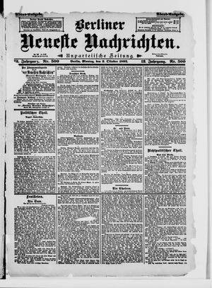 Berliner Neueste Nachrichten vom 03.10.1892