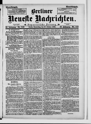 Berliner Neueste Nachrichten vom 27.10.1892