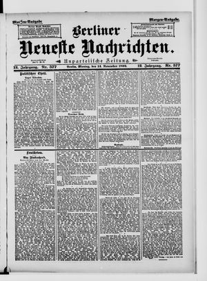 Berliner Neueste Nachrichten vom 14.11.1892