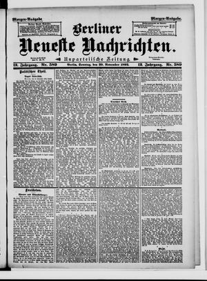 Berliner Neueste Nachrichten vom 20.11.1892