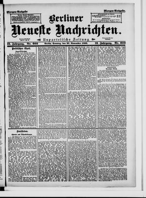 Berliner Neueste Nachrichten vom 27.11.1892
