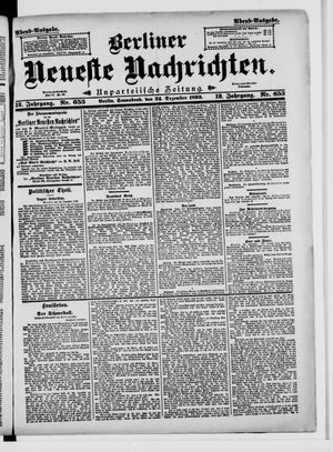 Berliner Neueste Nachrichten on Dec 24, 1892