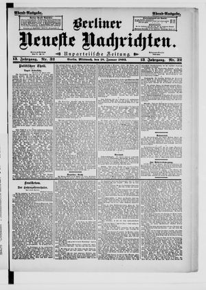 Berliner neueste Nachrichten vom 18.01.1893