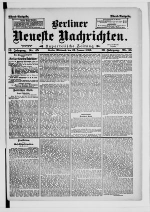Berliner neueste Nachrichten vom 25.01.1893