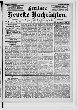 Berliner neueste Nachrichten on Feb 3, 1893