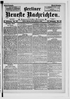 Berliner neueste Nachrichten vom 06.02.1893