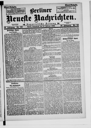 Berliner neueste Nachrichten on Feb 18, 1893