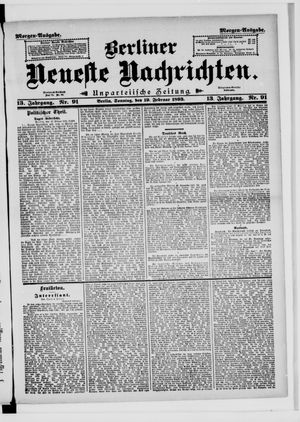 Berliner neueste Nachrichten vom 19.02.1893
