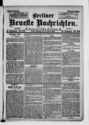 Berliner neueste Nachrichten on Apr 10, 1893