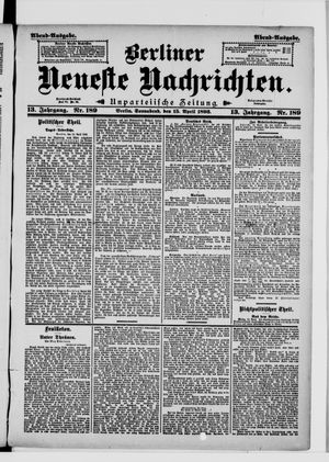 Berliner neueste Nachrichten vom 15.04.1893