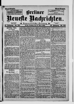 Berliner neueste Nachrichten vom 18.04.1893