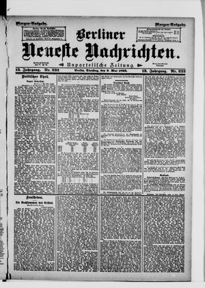 Berliner neueste Nachrichten on May 9, 1893