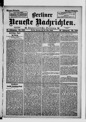Berliner neueste Nachrichten on May 19, 1893