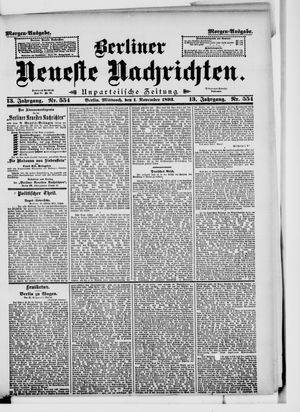 Berliner Neueste Nachrichten vom 01.11.1893