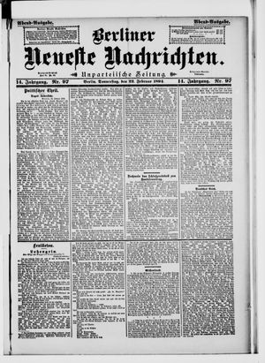 Berliner neueste Nachrichten vom 22.02.1894