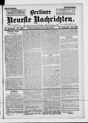 Berliner neueste Nachrichten vom 25.04.1895