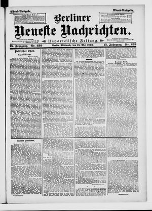 Berliner Neueste Nachrichten on May 15, 1895