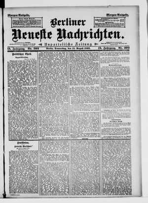 Berliner neueste Nachrichten vom 15.08.1895