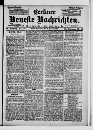 Berliner neueste Nachrichten on Jan 9, 1896