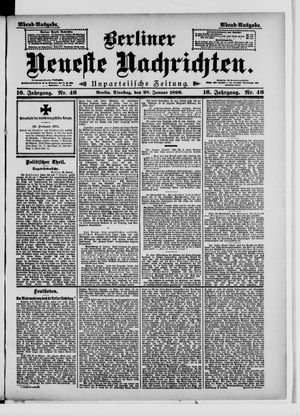 Berliner neueste Nachrichten vom 28.01.1896