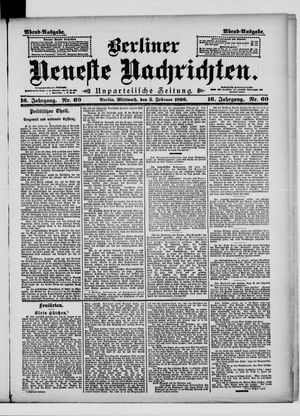 Berliner neueste Nachrichten on Feb 5, 1896