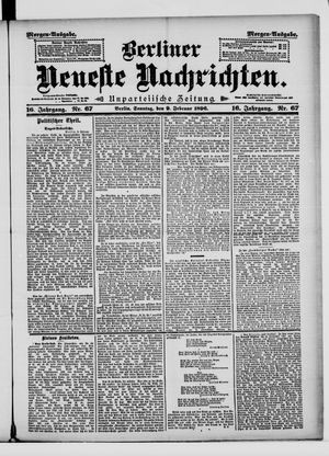 Berliner neueste Nachrichten on Feb 9, 1896