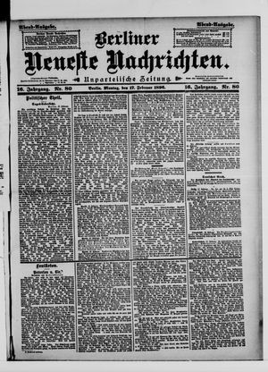 Berliner neueste Nachrichten on Feb 17, 1896