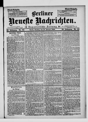 Berliner neueste Nachrichten vom 18.02.1896