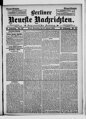 Berliner neueste Nachrichten on Feb 27, 1896