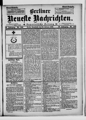 Berliner neueste Nachrichten vom 29.02.1896