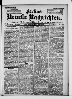Berliner neueste Nachrichten on Mar 5, 1896
